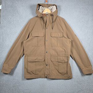 H&M Jacket Mens SIze Large Brown Field Light Parka Full Zip Hooded Fisherman